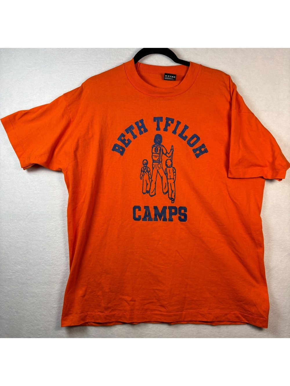Vintage 90s Beth Tfiloh Camps T Shirt XL Orange Single Stitch Fruit Loom USA